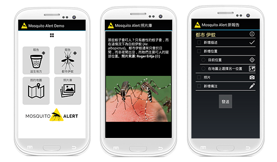 Versión 'demo' china de la app Mosquito Alert.